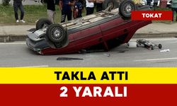 Araç takla attı kazada 2 kişi yaralandı
