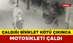 Çaldığı bisikleti beğenmeyince bırakıp motosikleti götürdü