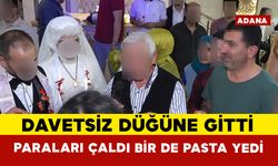Davetsiz düğüne gitti, pasta yedi, takılan paraları çaldı