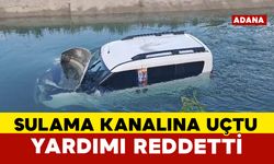 Hafif ticari araç sulama kanalına devrildi: Sürücü yardımı reddetti