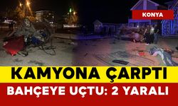 Kamyona çarpan otomobil bahçeye uçtu: 2 yaralı