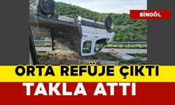 Kamyonet orta refüje çıkıp takla attı: 1 yaralı
