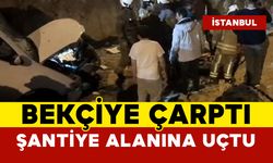 Kontrolden çıktı önce bekçiye çarptı, sonra da şantiye alanına uçtu