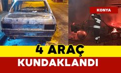 Konya'da gece saatlerinde 4 araç kundaklandı