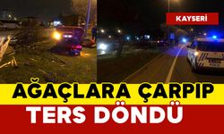 Otomobil ağaçlara çarptı ve ters döndü: 2 yaralı