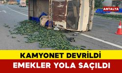 Salatalık yüklü kamyonet devrildi: Salatalıklar yola savruldu