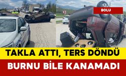 Takla attı ters döndü: burnu bile kanamadı