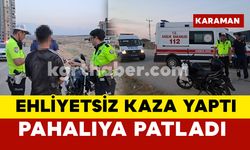 Karaman’da ehliyetsiz motosiklet sürücüsünün yaptığı kaza pahalıya patladı