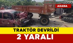 Devrilen traktörde 2 kişi yaralandı
