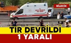 Kontrolden çıkarak devrilen tırın sürücüsü yaralandı