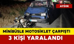 Minibüsle motosiklet çarpıştı: kazada 3 yaralı