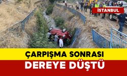 Çarpışma sonrası dereye düştü