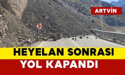 Heyelan sonrası yol kapandı