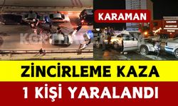 Karaman’da üst geçitte zincirleme kaza: 1 yaralı