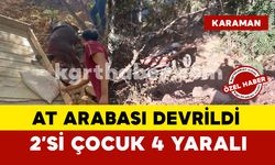 Karaman'da at arabası şarampole devrildi: 4 yaralı