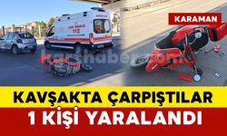 Karaman'da motorla otomobil kavşakta çarpıştı: 1 yaralı