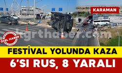 Karaman’da otomobil ile VİP minibüs çarpıştı: 6’sı Rus, 8 yaralı