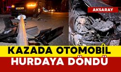 Kazada otomobil hurdaya döndü