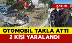 Kontrolden çıkarak takla atan araçtaki 2 kişi yaralandı