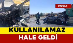 Seyir halindeki otomobil yanarak kullanılamaz hale geldi
