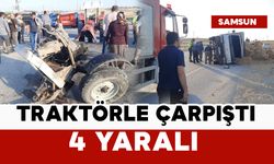 Kamyonet ile traktör çarpıştı: 4 yaralı