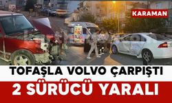 Karaman’da 2 otomobil kavşakta çarpıştı: 2 yaralı