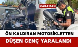 Ön kaldıran motosikletin arkasından düşen genç yaralandı