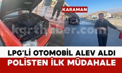 Karaman'da otomobil yangınına polisten ilk müdahale