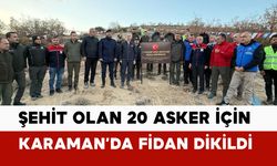 Şehit düşen 20 asker için Karaman'da fidan dikildi