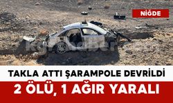 Takla atarak şarampole devrildi: 2 ölü, 1 ağır yaralı