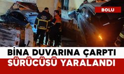 Bina duvarına çarptı: sürücü yaralı