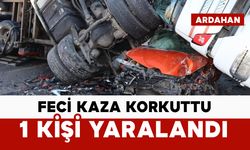 Buzda kayan iki tır ve bir otomobil birbirine girdi: 1 yaralı