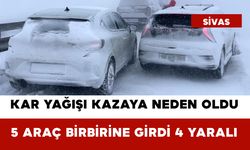 Kar Yağışı Kazaya Neden Oldu: 5 Araç Birbirine Girdi 4 Yaralı
