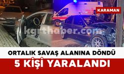 Karaman'da otomobiller çarpıştı: 5 yaralı