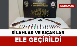 Karaman’da silahlar ve bıçaklar ele geçirildi: 5 tutuklama