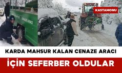 Karda Mahsur Kalan Cenaze Aracı İçin Seferber Oldular