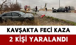 Karaman’da feci kazada 2 otomobil kavşakta çarpıştı: 2 yaralı
