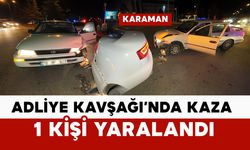 Adliye Kavşağı'nda iki otomobil çarpıştı: 1 yaralı