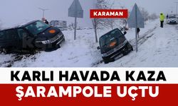 Karlı hava kazayı beraberinde getirdi: minibüs şarampole uçtu