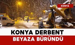 Konya Derbent beyaza büründü