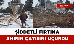 Şiddetli fırtına ahırın çatısını uçurdu