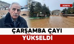 Bozkır'da Çarşamba çayı yükseldi