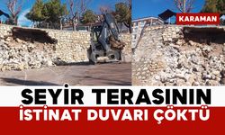 Ermenek'te seyir terasının istinat duvarı göçtü