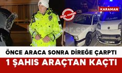 Hafif ticari araç önce otomobile sonra direğe çarptı: 1 yaralı