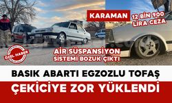 Karaman’da abartı egzozlu basık Tofaş çekiciye zor yüklendi