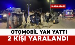 Kontrolden çıkan otomobil yan yattı: 2 yaralı