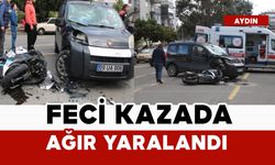 Motosikletli feci kazada ağır yaralandı