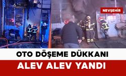 Oto döşeme dükkanı yandı