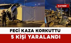 Otobüsle kamyonet çarpıştı: 5 yaralı