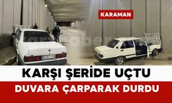 Otomobil karşı şeride geçip alt geçidin duvarına çarptı